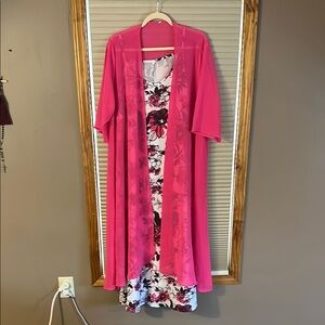 Floral Pink Dress with Sheer Overlay